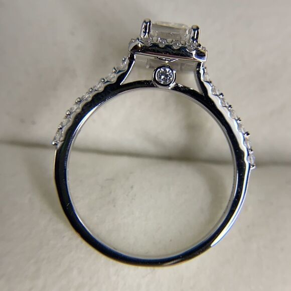 💯% AUTHENTIC!!!  Halo Emerald Cut Moissanite Engagement Ring - Picture 12 of 15